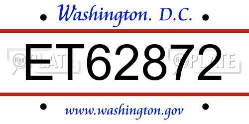 ET62872 District Of Columbia License Plate