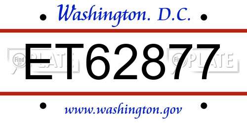 ET62877 District Of Columbia License Plate