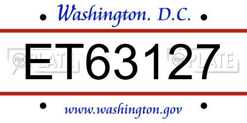 ET63127 District Of Columbia License Plate