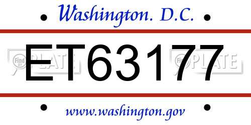 ET63177 District Of Columbia License Plate