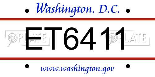 ET6411 District Of Columbia License Plate
