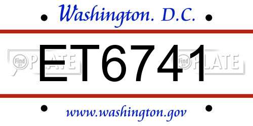 ET6741 District Of Columbia License Plate