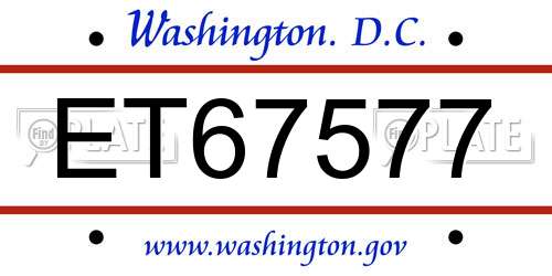 ET67577 District Of Columbia License Plate