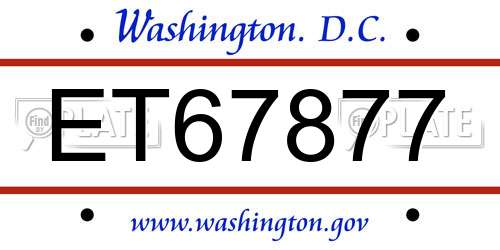 ET67877 District Of Columbia License Plate