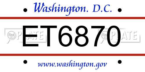 ET6870 District Of Columbia License Plate