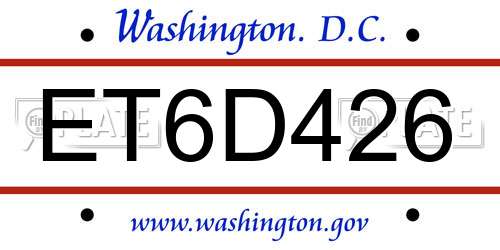 ET6D426 District Of Columbia License Plate