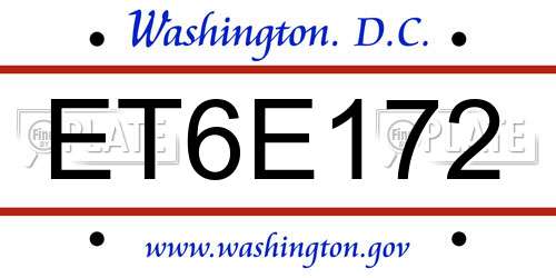 ET6E172 District Of Columbia License Plate