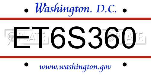 ET6S360 District Of Columbia License Plate
