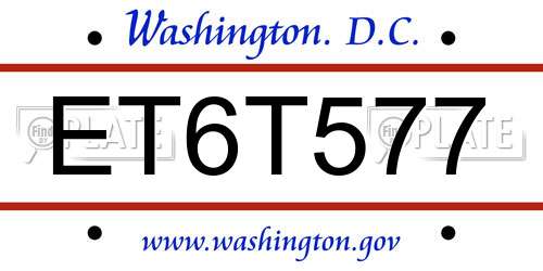 ET6T577 District Of Columbia License Plate