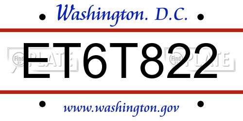 ET6T822 District Of Columbia License Plate
