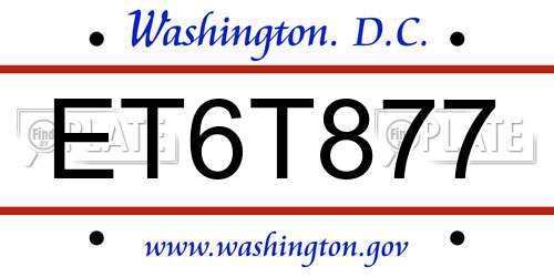 ET6T877 District Of Columbia License Plate