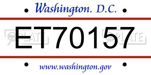 ET70157 District Of Columbia License Plate