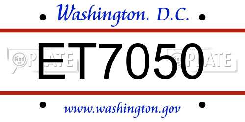 ET7050 District Of Columbia License Plate