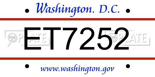 ET7252 District Of Columbia License Plate