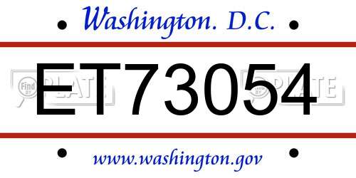 ET73054 District Of Columbia License Plate