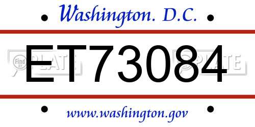 ET73084 District Of Columbia License Plate