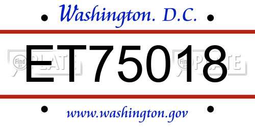 ET75018 District Of Columbia License Plate