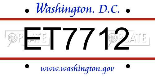 ET7712 District Of Columbia License Plate