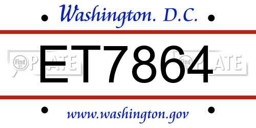 ET7864 District Of Columbia License Plate