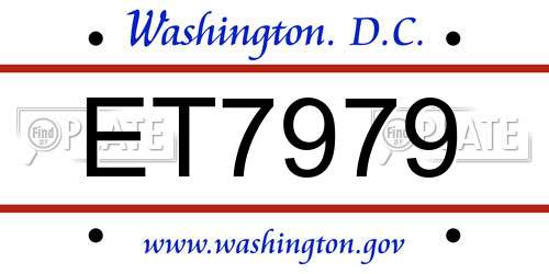 ET7979 District Of Columbia License Plate