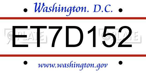 ET7D152 District Of Columbia License Plate