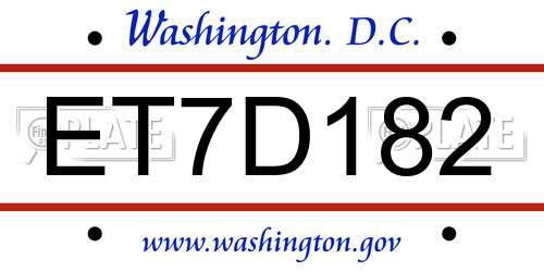 ET7D182 District Of Columbia License Plate