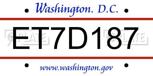 ET7D187 District Of Columbia License Plate