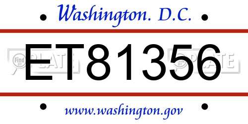 ET81356 District Of Columbia License Plate