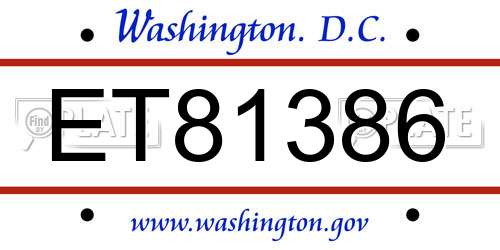 ET81386 District Of Columbia License Plate