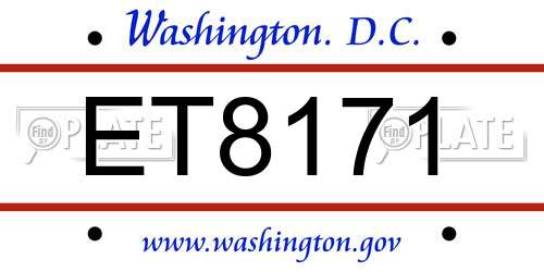 ET8171 District Of Columbia License Plate
