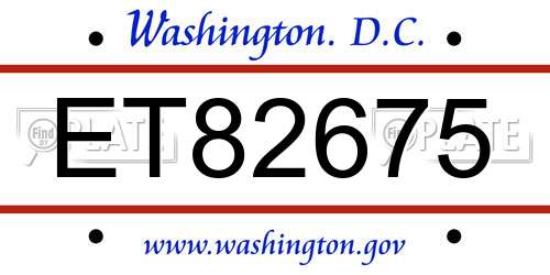 ET82675 District Of Columbia License Plate
