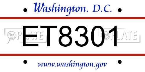 ET8301 District Of Columbia License Plate