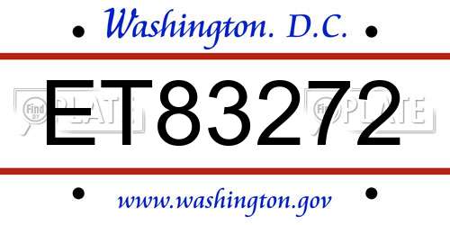 ET83272 District Of Columbia License Plate