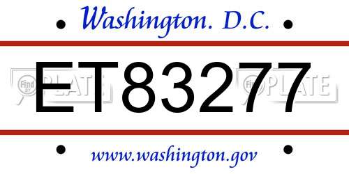 ET83277 District Of Columbia License Plate