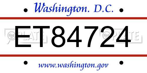 ET84724 District Of Columbia License Plate