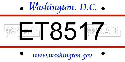 ET8517 District Of Columbia License Plate