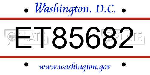 ET85682 District Of Columbia License Plate