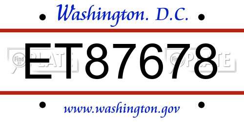 ET87678 District Of Columbia License Plate
