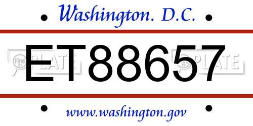 ET88657 District Of Columbia License Plate