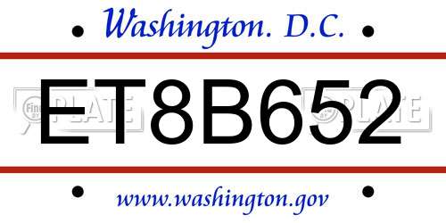 ET8B652 District Of Columbia License Plate