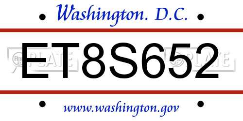 ET8S652 District Of Columbia License Plate