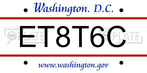 ET8T6C District Of Columbia License Plate