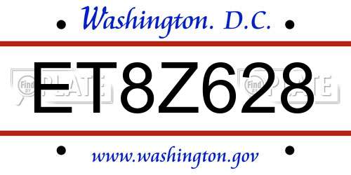 ET8Z628 District Of Columbia License Plate