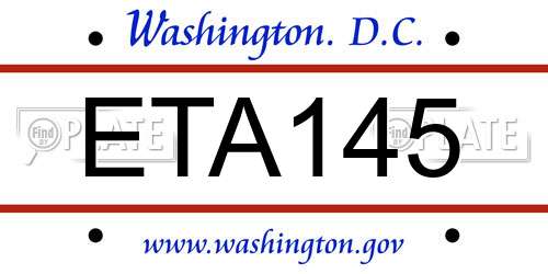 ETA145 District Of Columbia License Plate