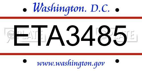ETA3485 District Of Columbia License Plate