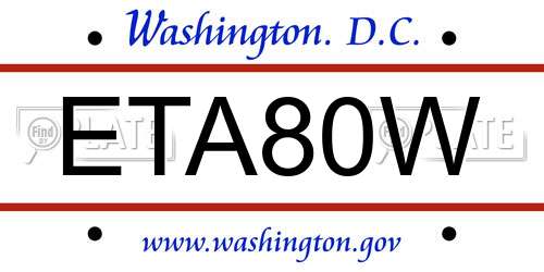 ETA80W District Of Columbia License Plate