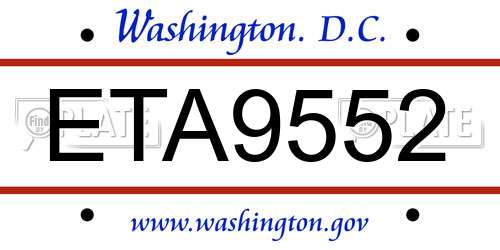 ETA9552 District Of Columbia License Plate