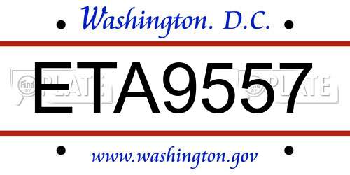 ETA9557 District Of Columbia License Plate