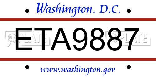 ETA9887 District Of Columbia License Plate