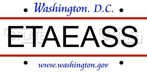 ETAEASS District Of Columbia License Plate